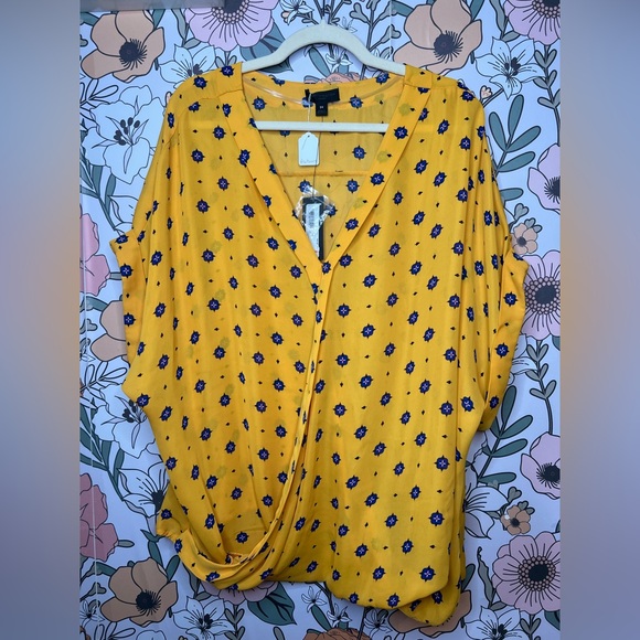 Torrid Yellow and Blue Floral Blouse - Picture 1 of 7